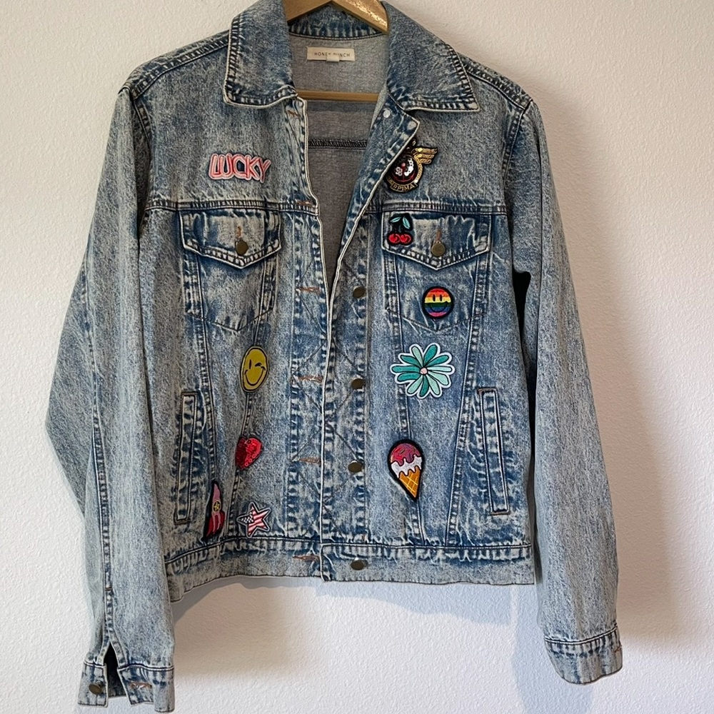 Honey Punch- Blue Denim Jacket with Patches